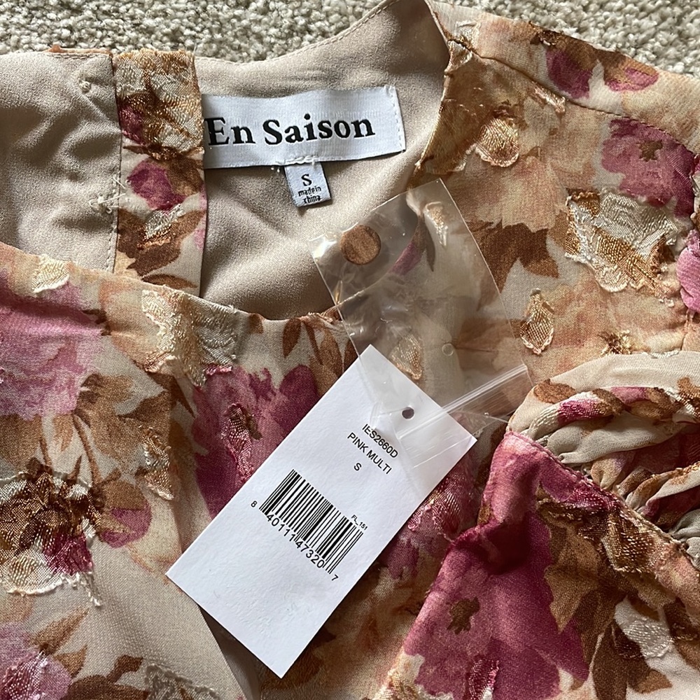 En Saison Lissandra Pink Multi Floral Cut-Out Detail Midi Dress, sz S - Picture 7 of 16